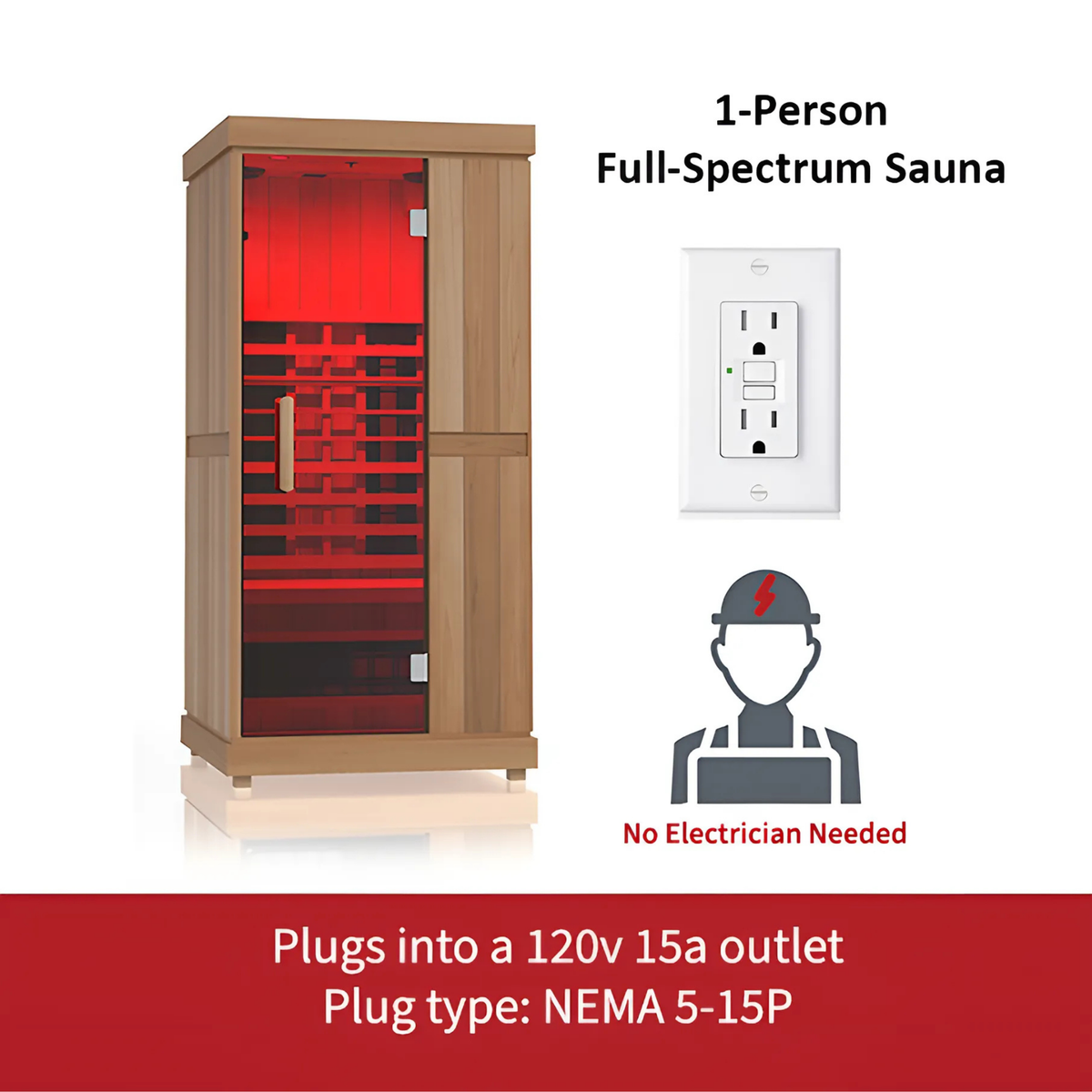 Finnmark FD-1 Full-Spectrum Infrared Sauna, 1-person infrared sauna, close-up detail