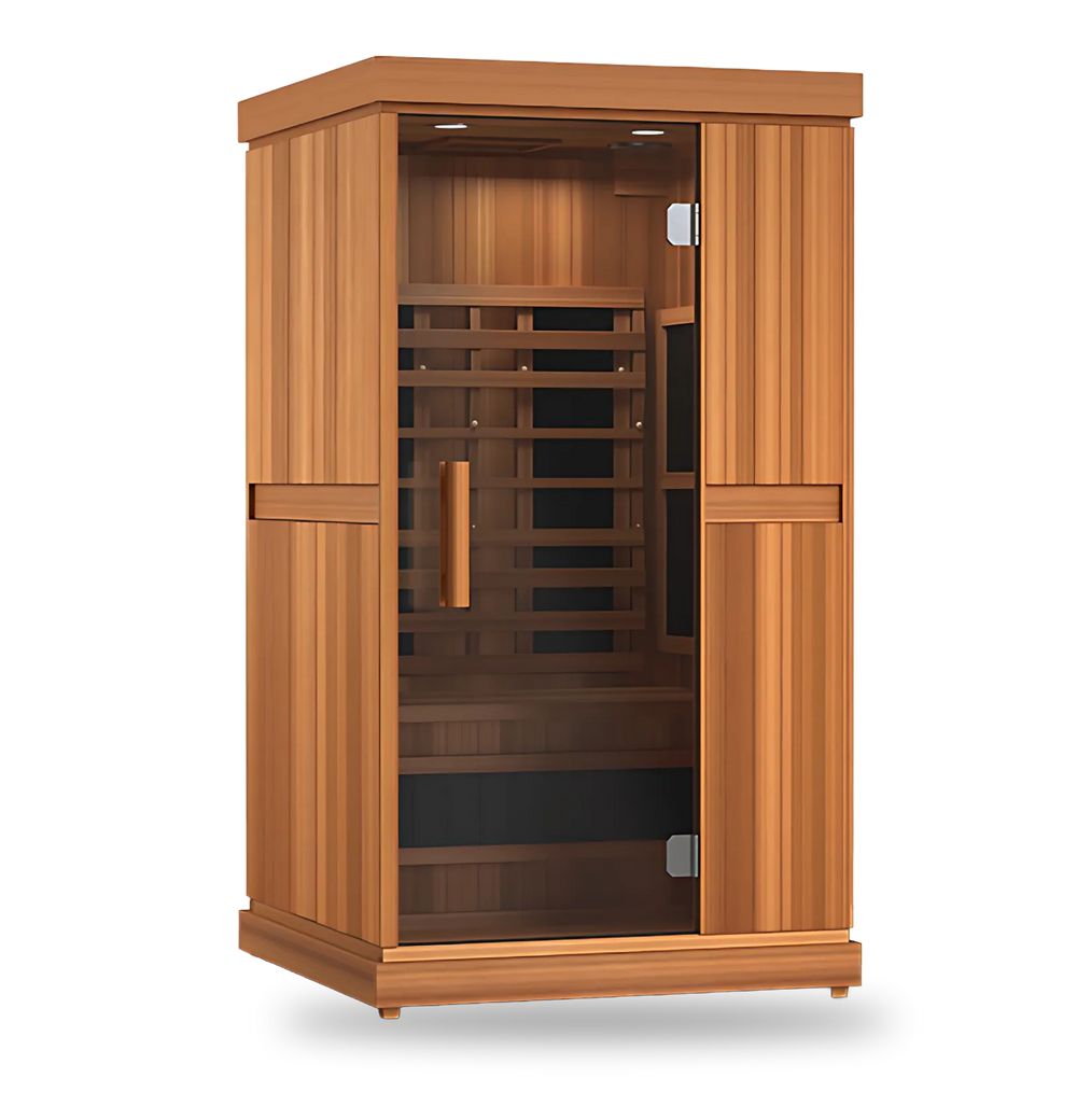 Finnmark FD-1 Full-Spectrum Infrared Sauna, 1-person infrared sauna, interior view