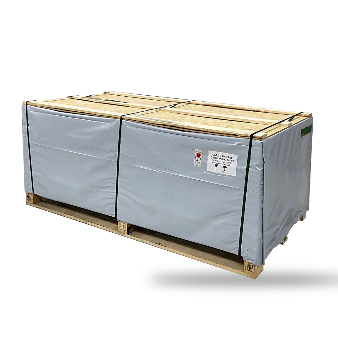 SaunaLife Model E8W, 6-person barrel sauna with window, wide view