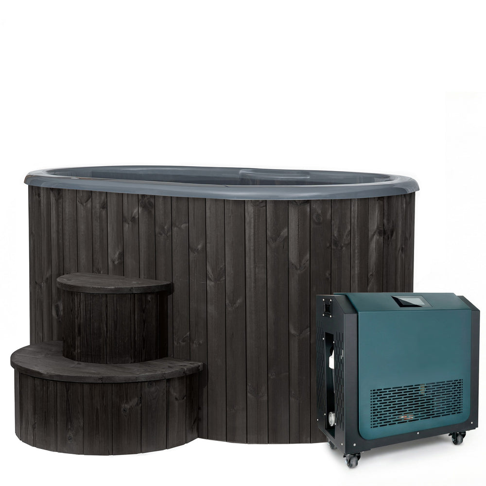 SaunaLife Model S2C, 2 Person Immersion Tub + Chiller/Heater (black finish) with chiller, view 1