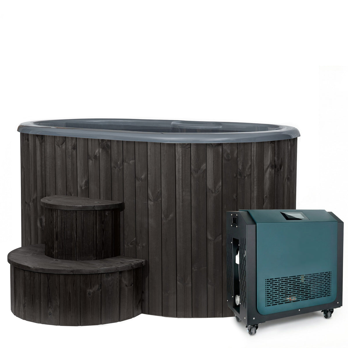 SaunaLife Model S2C, 2 Person Immersion Tub + Chiller/Heater (black finish) with chiller, view 1