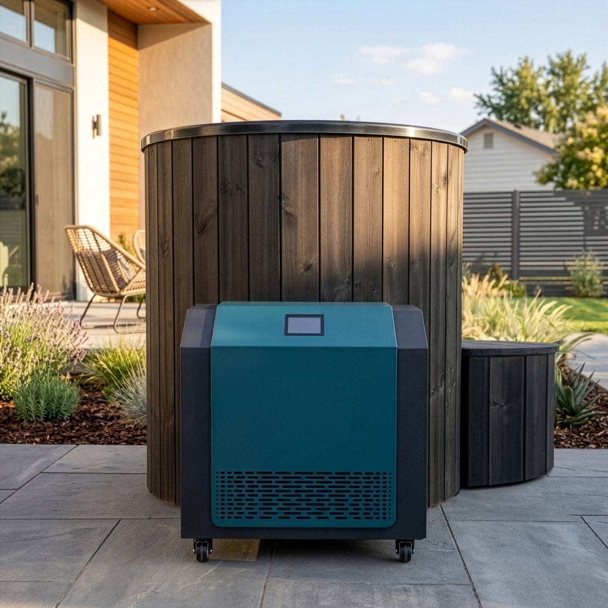 SaunaLife Model S1C, 1 Person Immersion Tub + Chiller/Heater (black finish) with chiller, view 2