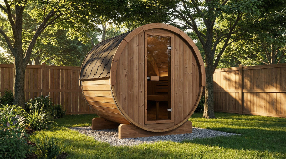 SaunaLife Model E7, 4 Person Barrel Sauna, view 2