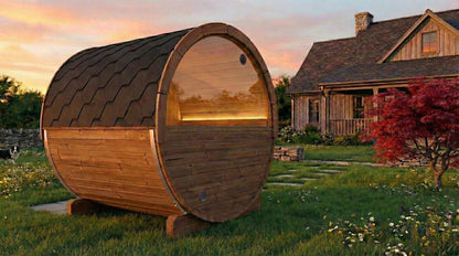 SaunaLife Model E7W, 4 Person Barrel Sauna, view 2