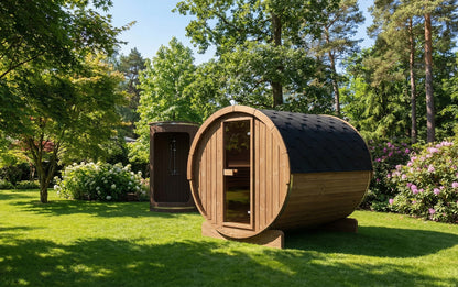 SaunaLife Model E8, 6 Person Barrel Sauna, view 2