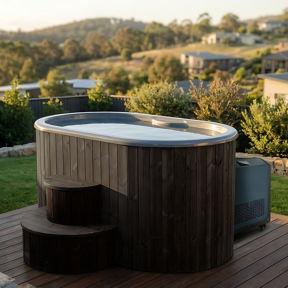 SaunaLife Model S2C, 2 Person Immersion Tub + Chiller/Heater (black finish) with chiller, view 3