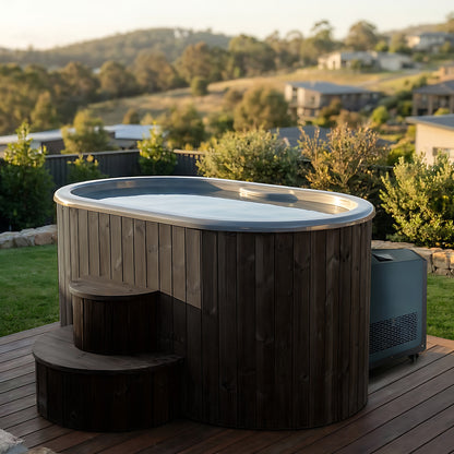 SaunaLife Model S2C, 2 Person Immersion Tub + Chiller/Heater (black finish) with chiller, view 3