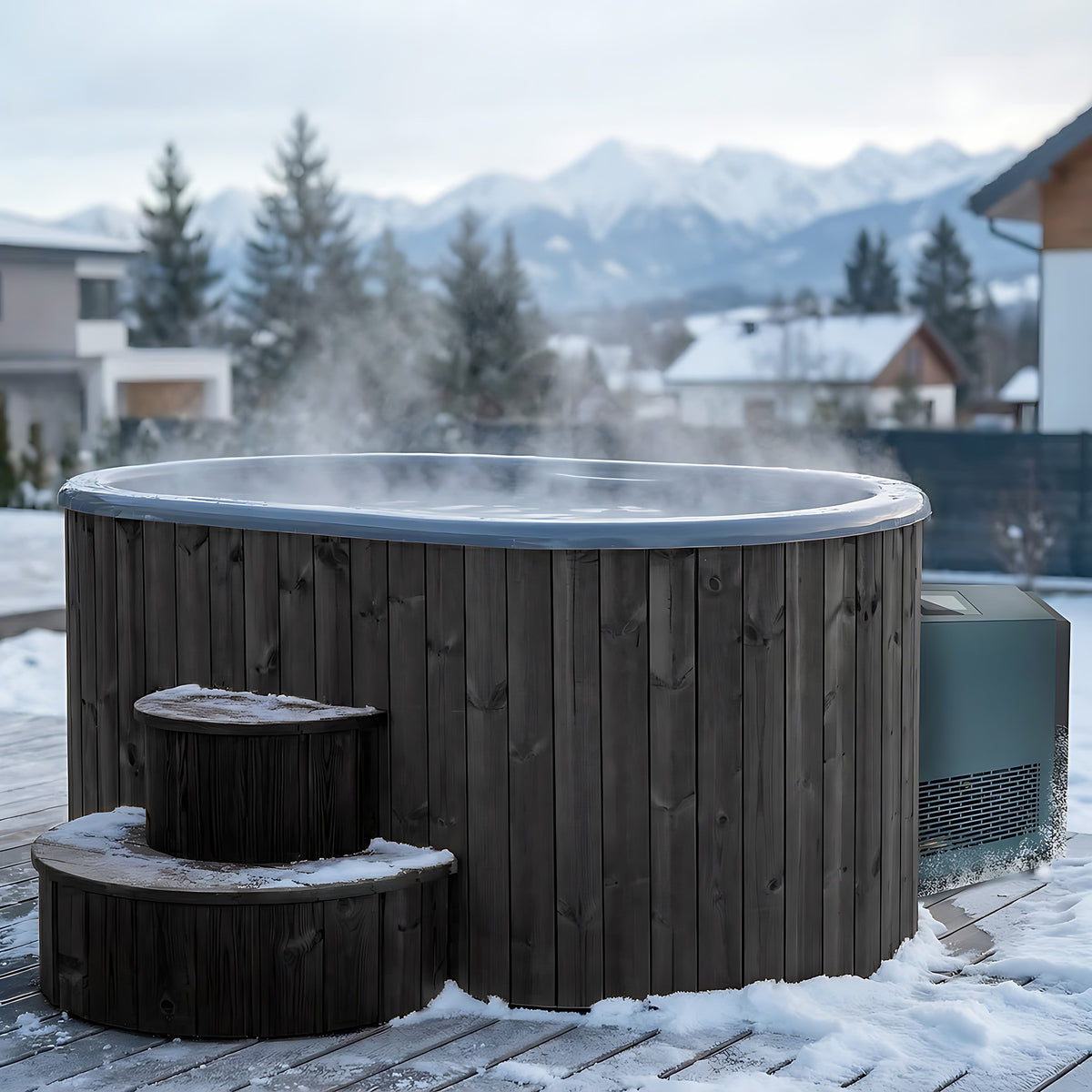 SaunaLife Model S2C, 2 Person Immersion Tub + Chiller/Heater (black finish) with chiller, view 5