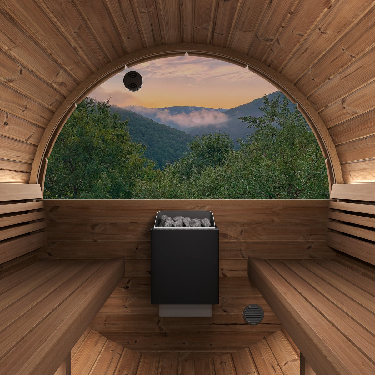 SaunaLife Model E8W, 6 Person Barrel Sauna, view 6