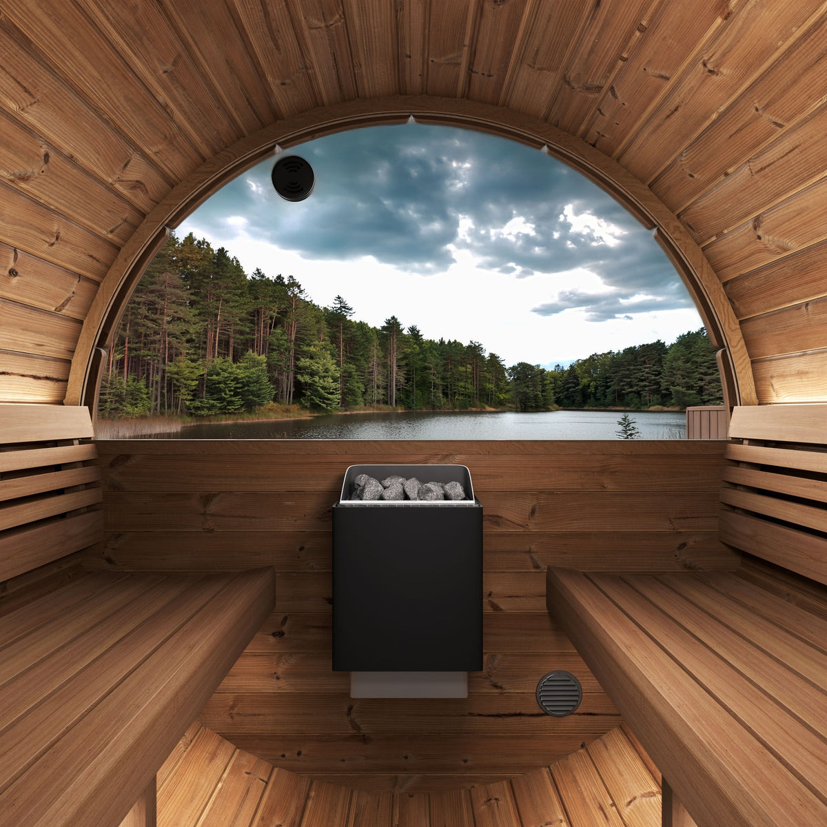 SaunaLife Model E6W, 3 Person Barrel Sauna (With Window), view 2