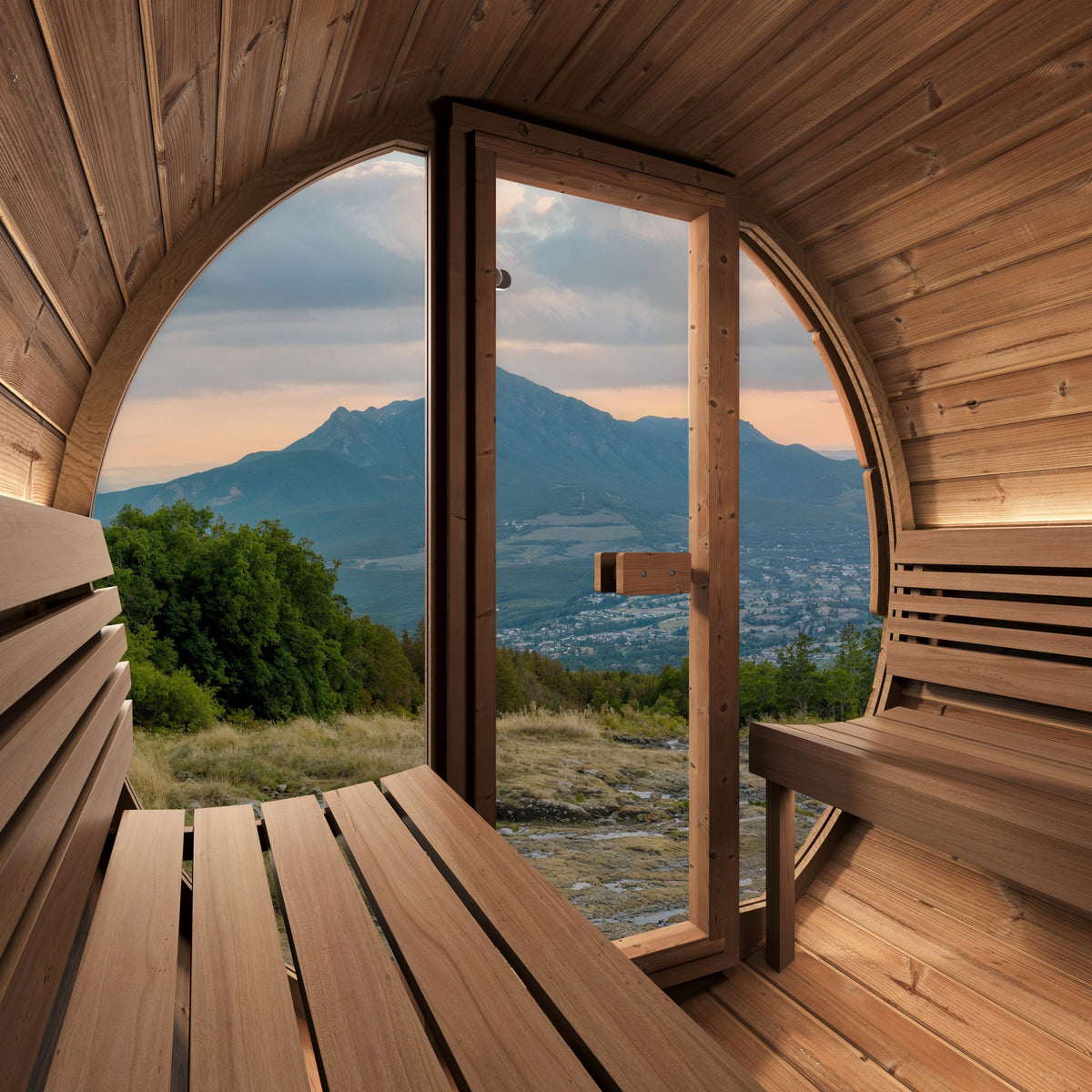 SaunaLife Model E7G, 4 Person Barrel Sauna, view 7