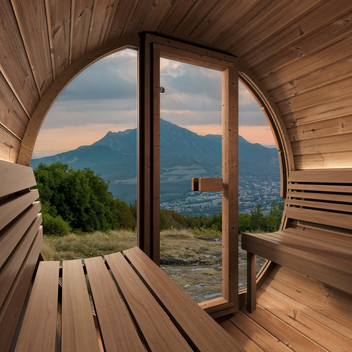 SaunaLife Model E8G, 6 Person Barrel Sauna, view 7
