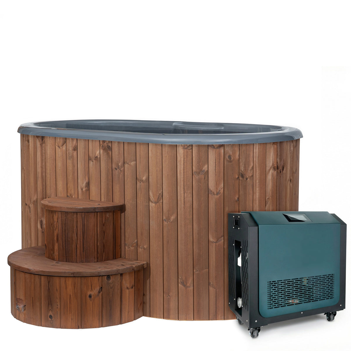 SaunaLife Model S2C, 2 Person Immersion Tub + Chiller/Heater (natural finish) with chiller, view 9