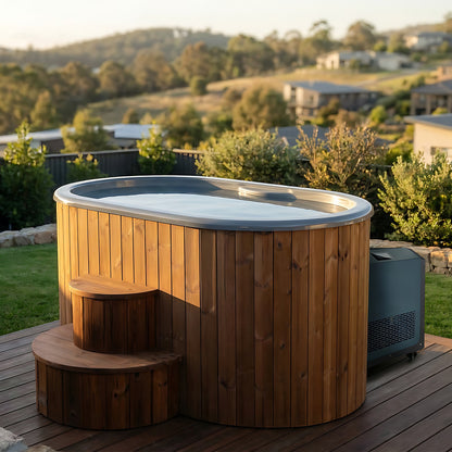 SaunaLife Model S2C, 2 Person Immersion Tub + Chiller/Heater (natural finish) with chiller, view 11