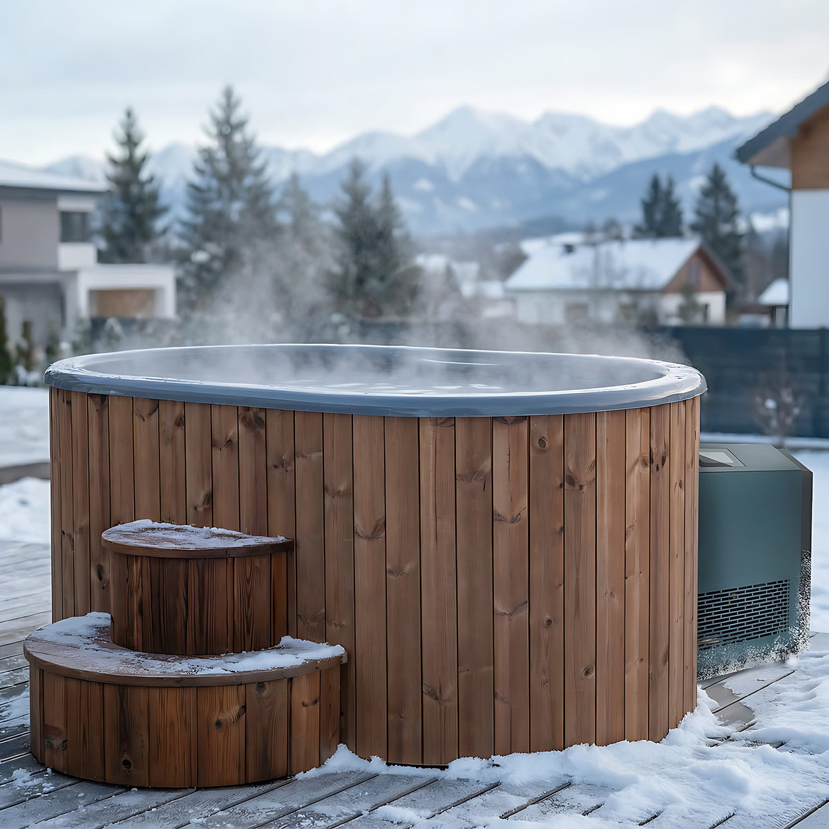 SaunaLife Model S2C, 2 Person Immersion Tub + Chiller/Heater (natural finish) with chiller, view 13