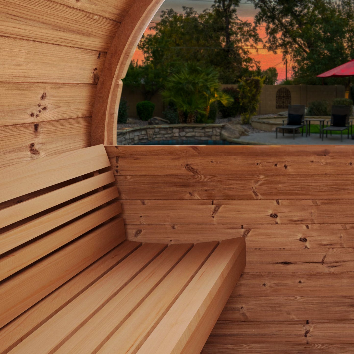 Ergo-Series Model E6W | 3 Person Barrel Sauna (With Window)