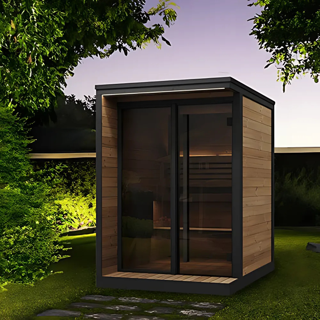 SaunaLife Garden GL4, 4-person luxury outdoor sauna, close-up detail