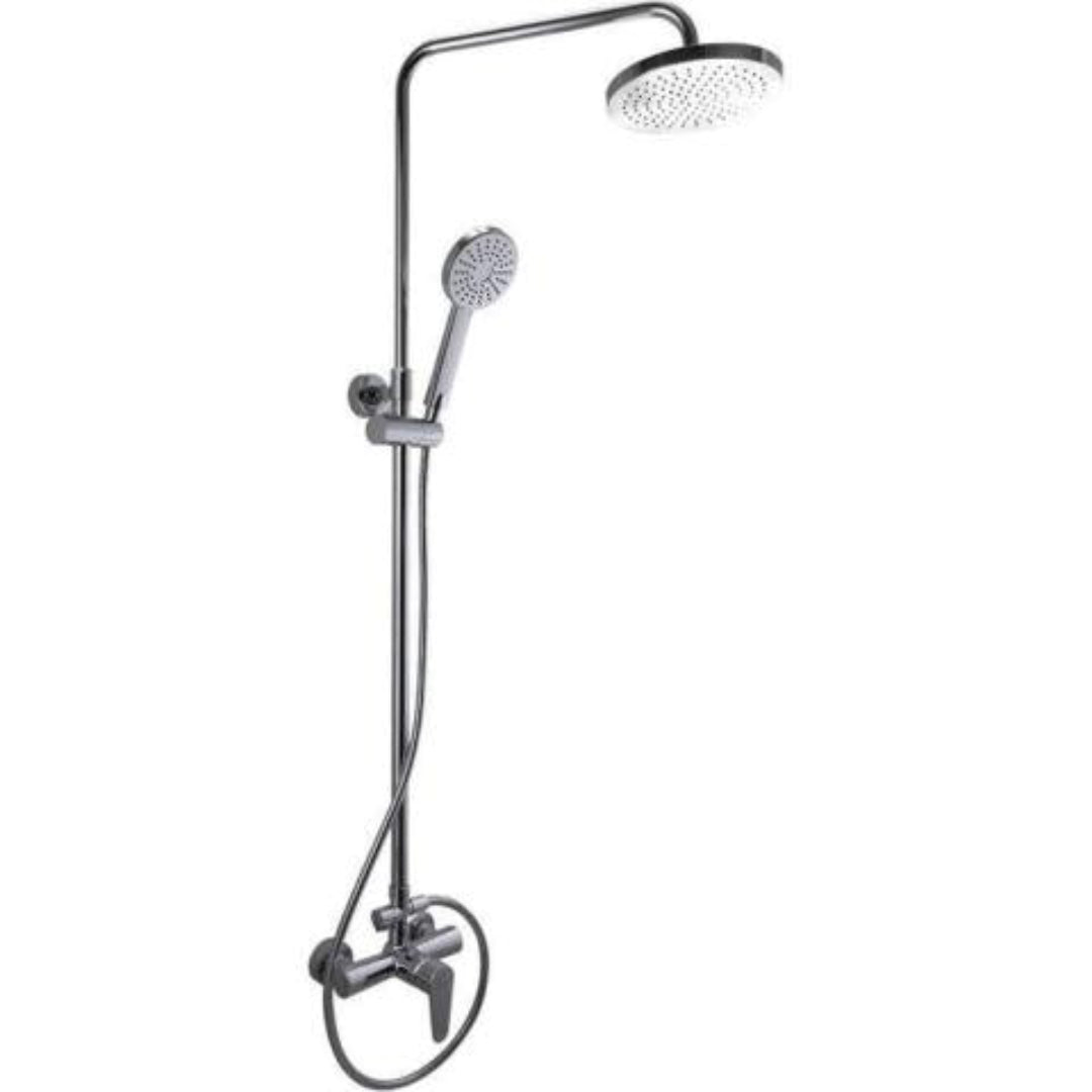 R3 chrome rain head and hand shower column