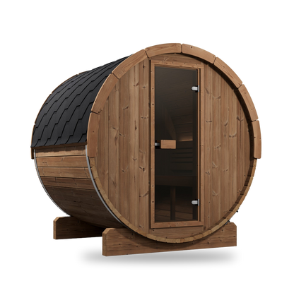 SaunaLife Model E7, 4 Person Barrel Sauna, view 1
