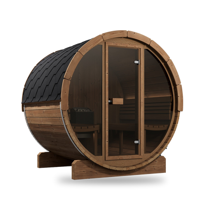 SaunaLife Model E7G, 4 Person Barrel Sauna, view 1