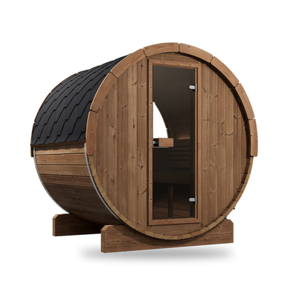 SaunaLife Model E7W, 4 Person Barrel Sauna, view 1