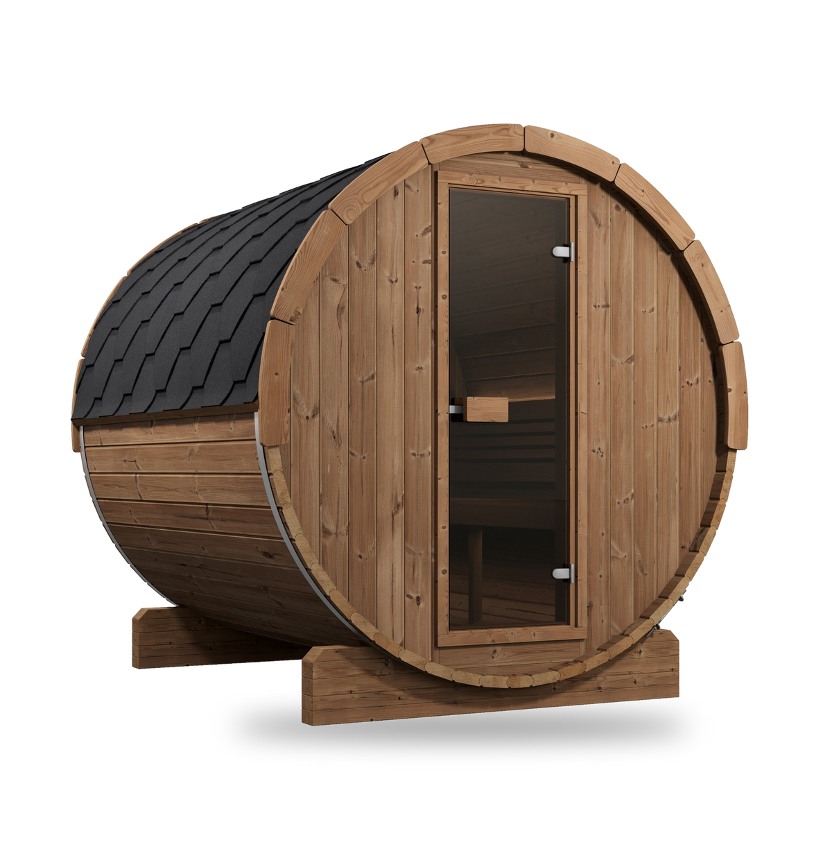 SaunaLife Model E8, 6 Person Barrel Sauna, view 1