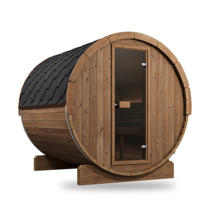 SaunaLife Model E8, 6 Person Barrel Sauna, view 1