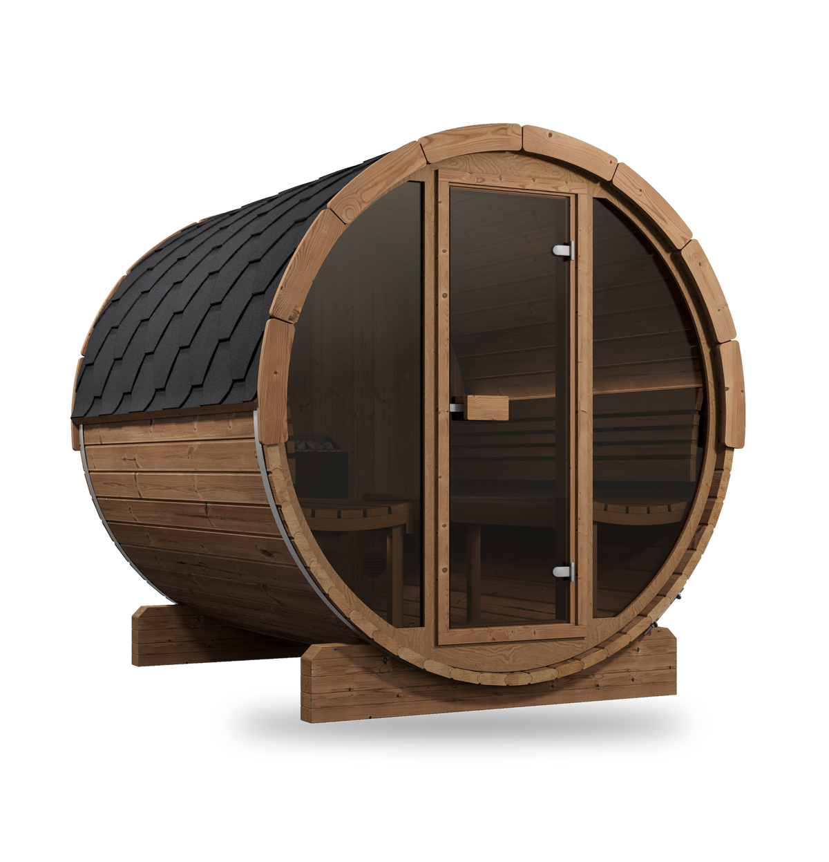 SaunaLife Model E8G, 6 Person Barrel Sauna, view 1