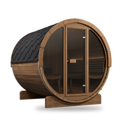 SaunaLife Model E8G, 6 Person Barrel Sauna, view 1
