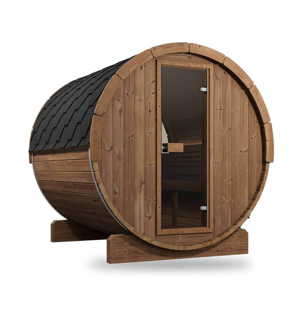 SaunaLife Model E8W, 6 Person Barrel Sauna, view 1