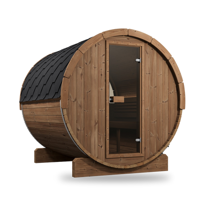 SaunaLife Model E8W, 6 Person Barrel Sauna, view 1