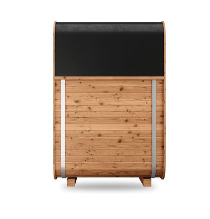 Thermory Sauna Square No. 45, compact 2-person square sauna, side view
