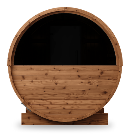 Thermory Barrel Sauna No. 54, 2-person outdoor barrel sauna, back view