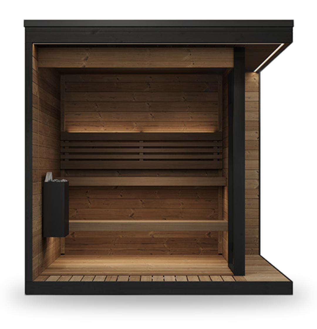 SaunaLife Garden GL6, 6-person luxury outdoor sauna, alternate view
