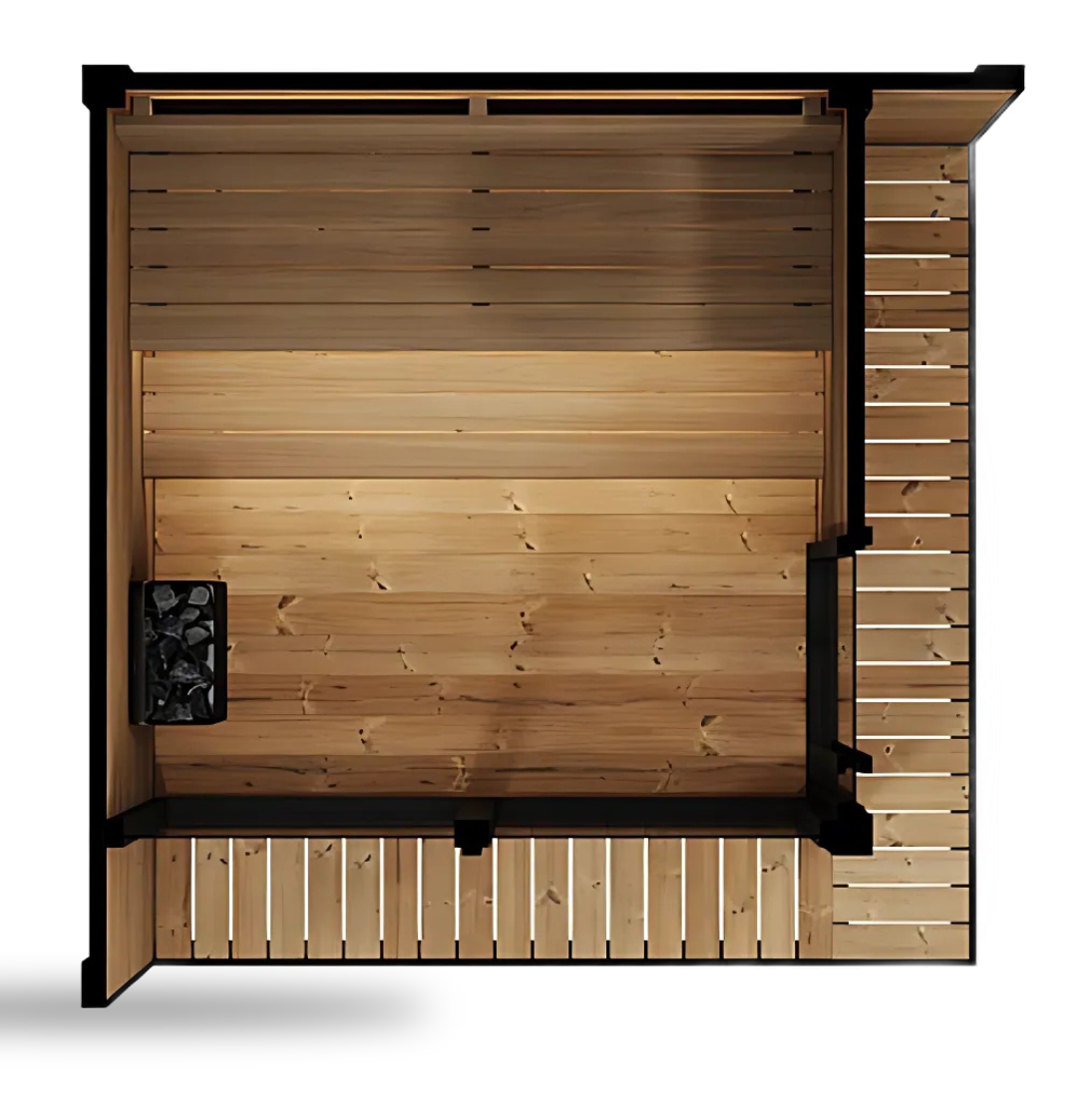 SaunaLife Garden GL6, 6-person luxury outdoor sauna, close-up detail
