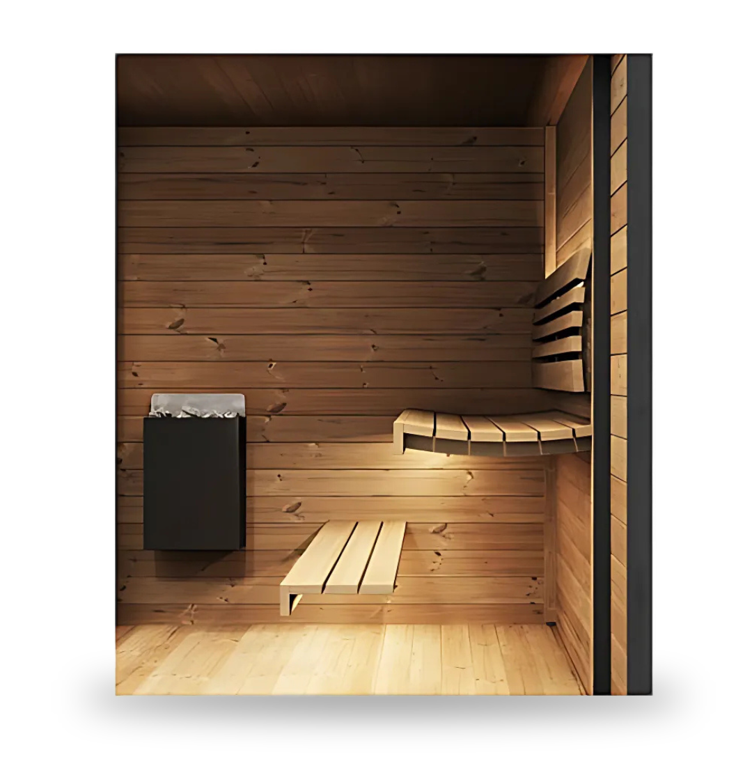 SaunaLife Garden GL6, 6-person luxury outdoor sauna, side view