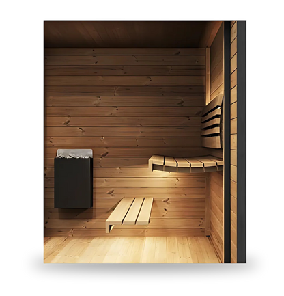 SaunaLife Garden GL6, 6-person luxury outdoor sauna, side view