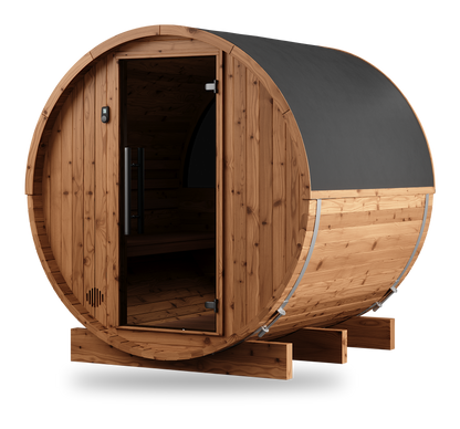Thermory Barrel Sauna No. 53, 4-person outdoor barrel sauna, right side view