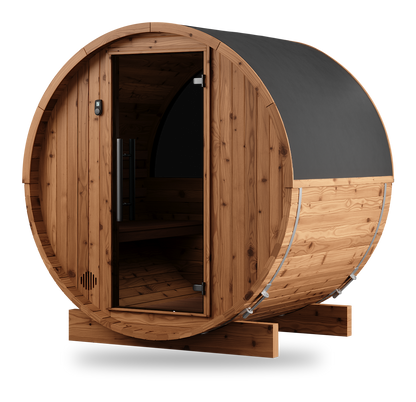 Thermory Barrel Sauna No. 54, 2-person outdoor barrel sauna, right side view