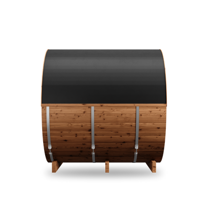 Thermory Barrel Sauna No. 60, 4-person outdoor barrel sauna kit, side profile