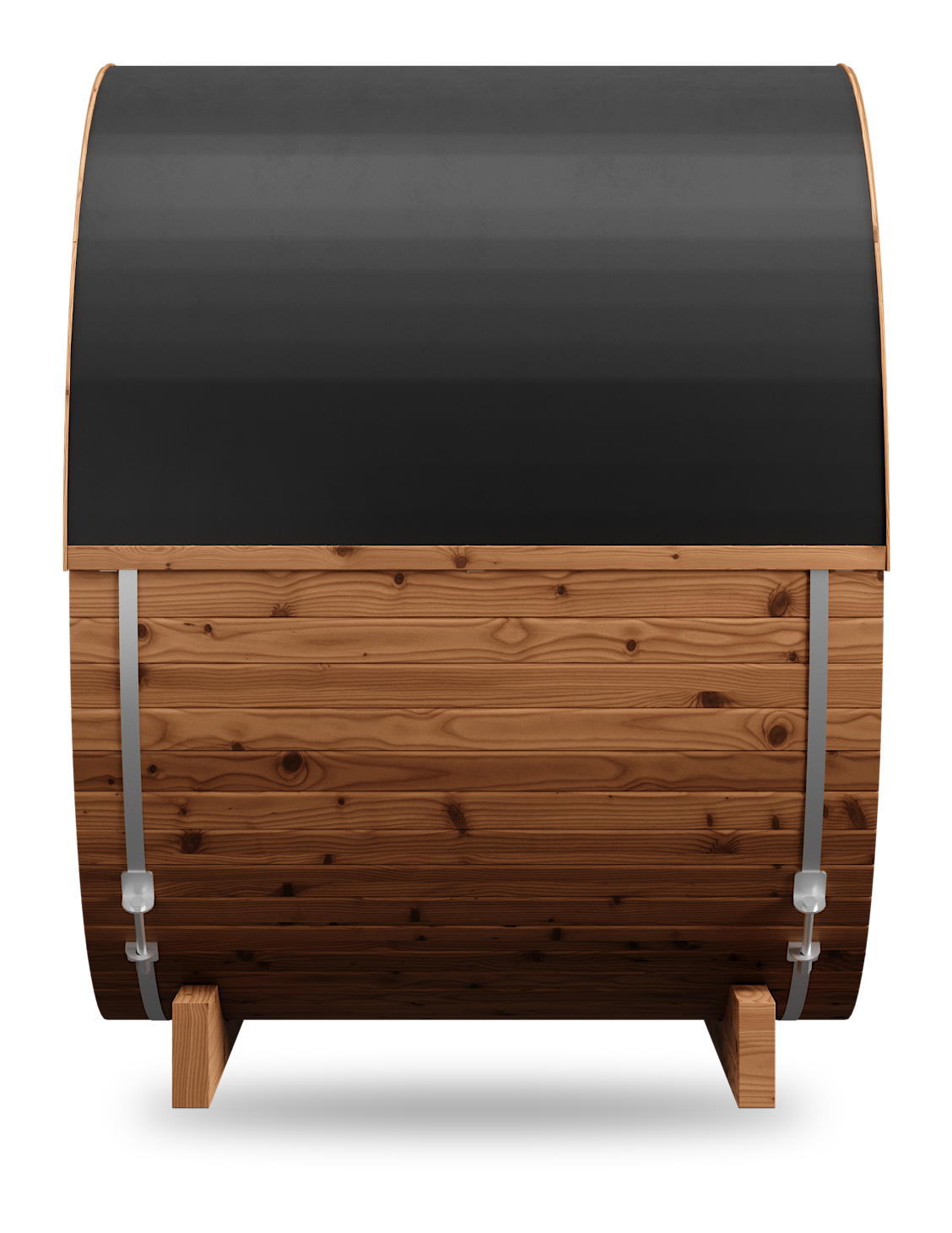 Thermory Barrel Sauna No. 55, 2-person outdoor barrel sauna, side view
