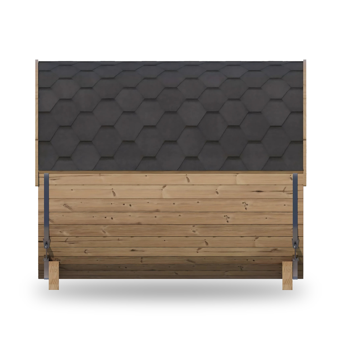 SaunaLife Model E8W, 6-person barrel sauna with window, detail view