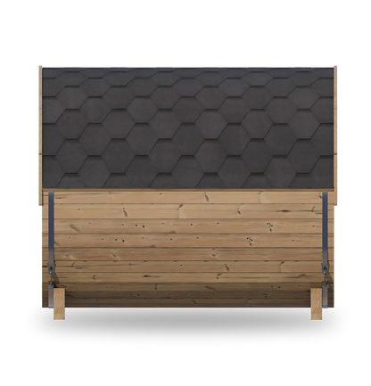 SaunaLife Model E8W, 6-person barrel sauna with window, detail view