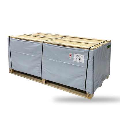 SaunaLife Model E8W, 6-person barrel sauna with window, wide view