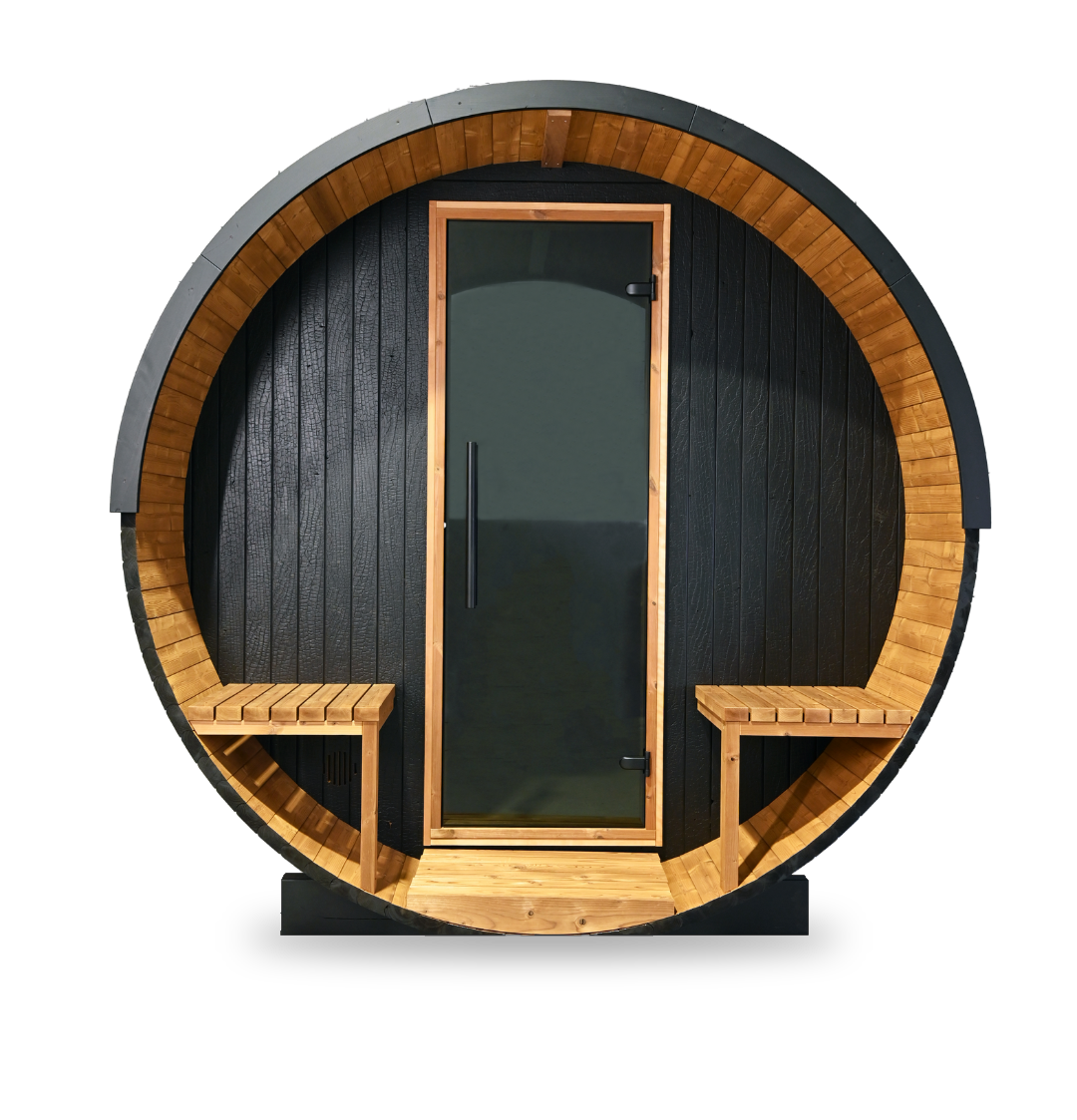 Thermory Ignite Barrel Sauna No. 60, 4-person outdoor barrel sauna, exterior view