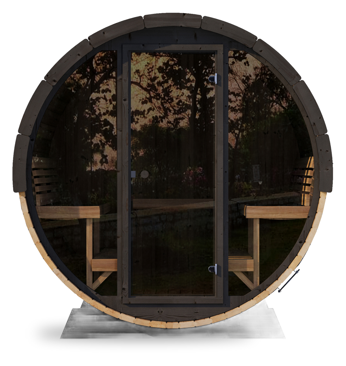 Ergo Elegance EE8G | 6-Person Barrel Sauna (Glass Front)