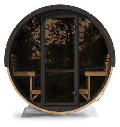 Ergo Elegance EE8G | 6-Person Barrel Sauna (Glass Front)