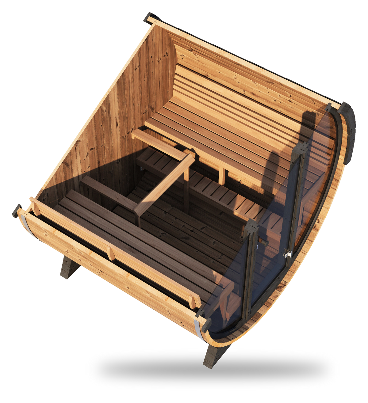 Ergo Elegance EE8G | 6-Person Barrel Sauna (Glass Front)