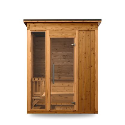 Thermory Mod 4 Traditional modular sauna, Kodiak Spruce exterior, front view