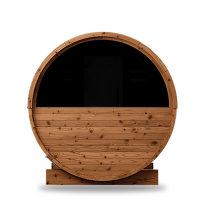 Thermory Natural Barrel 52 sauna, rear view